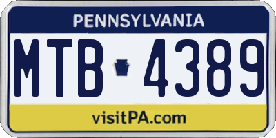 PA license plate MTB4389
