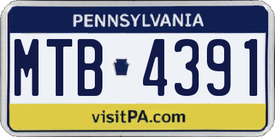 PA license plate MTB4391