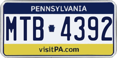 PA license plate MTB4392