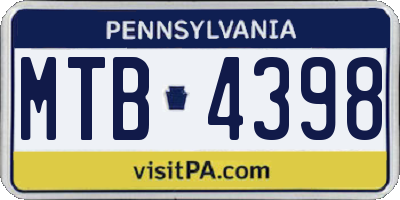PA license plate MTB4398