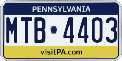 PA license plate MTB4403