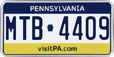 PA license plate MTB4409