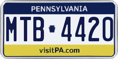 PA license plate MTB4420