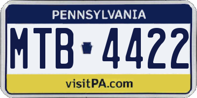 PA license plate MTB4422