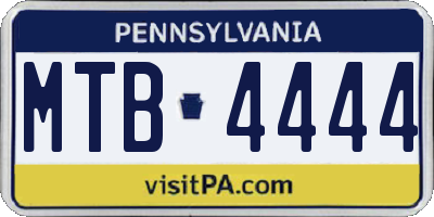 PA license plate MTB4444