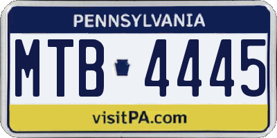 PA license plate MTB4445