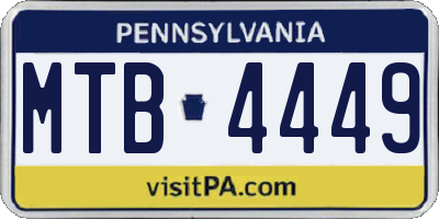 PA license plate MTB4449