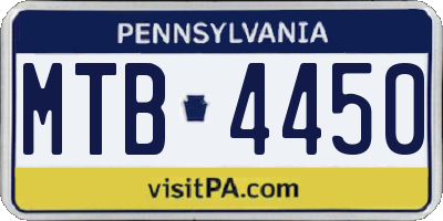 PA license plate MTB4450