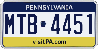 PA license plate MTB4451
