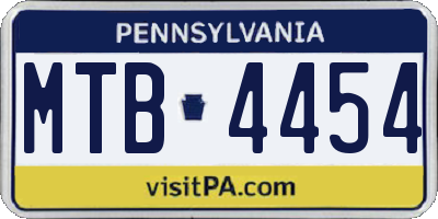 PA license plate MTB4454