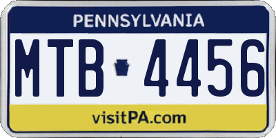 PA license plate MTB4456