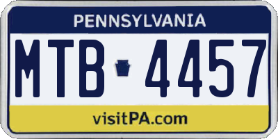 PA license plate MTB4457
