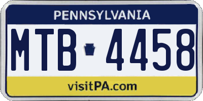 PA license plate MTB4458
