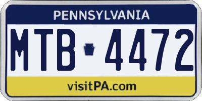PA license plate MTB4472
