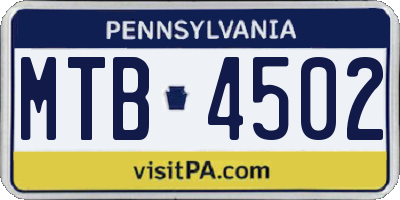 PA license plate MTB4502