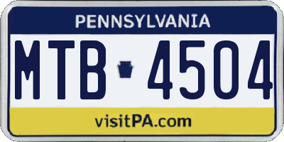 PA license plate MTB4504