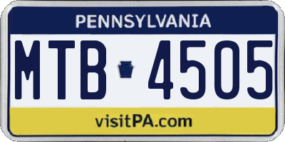 PA license plate MTB4505