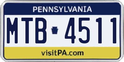 PA license plate MTB4511