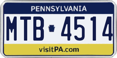 PA license plate MTB4514
