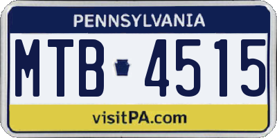 PA license plate MTB4515