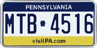 PA license plate MTB4516