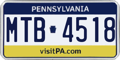 PA license plate MTB4518