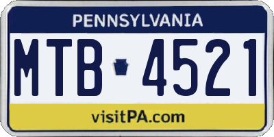 PA license plate MTB4521