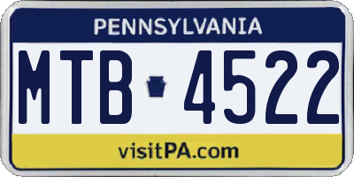 PA license plate MTB4522