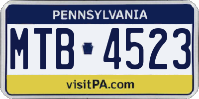 PA license plate MTB4523