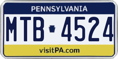 PA license plate MTB4524