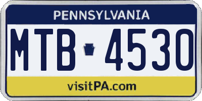 PA license plate MTB4530
