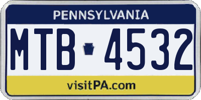 PA license plate MTB4532