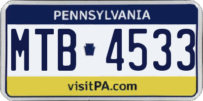 PA license plate MTB4533