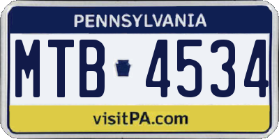 PA license plate MTB4534