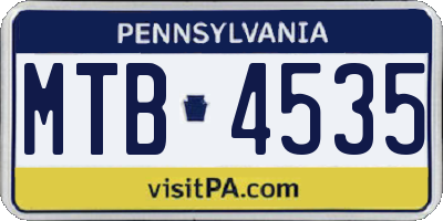 PA license plate MTB4535