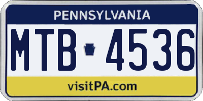 PA license plate MTB4536