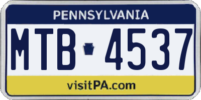 PA license plate MTB4537