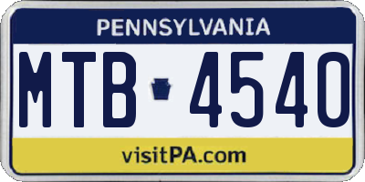 PA license plate MTB4540