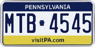 PA license plate MTB4545