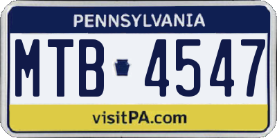 PA license plate MTB4547