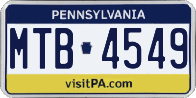 PA license plate MTB4549