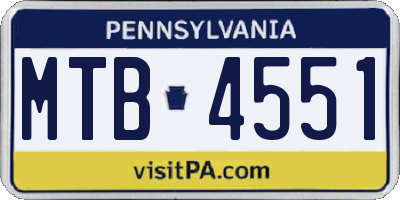 PA license plate MTB4551