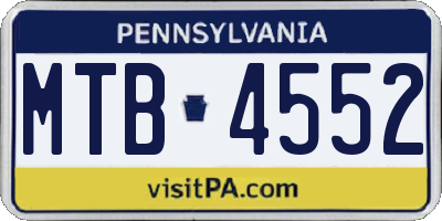 PA license plate MTB4552