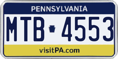 PA license plate MTB4553