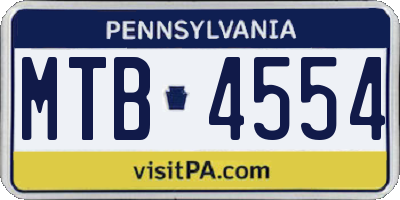 PA license plate MTB4554