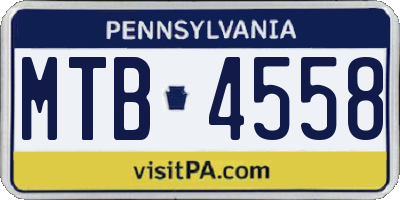 PA license plate MTB4558