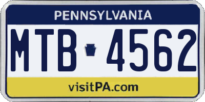 PA license plate MTB4562
