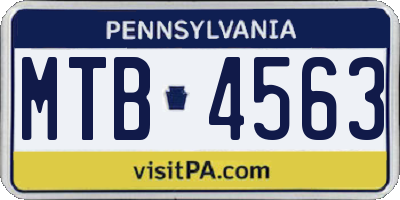 PA license plate MTB4563