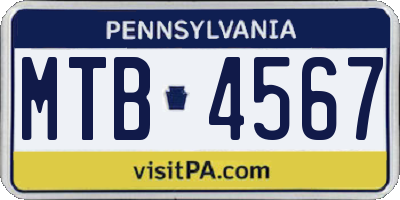PA license plate MTB4567