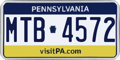 PA license plate MTB4572